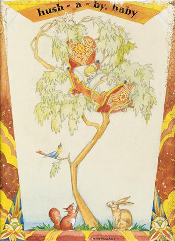 WILLY POGÁNY. Group of 4 Illustrations for Mother Goose.